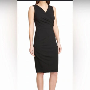 NWT DKNY Ruched Black Sheath  V-Neck‎ Dress Wrap Size 2 8
